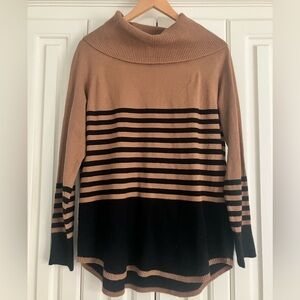 CYRUS Brown Turtleneck Black Stripes Y2K Size Large RN#84319
